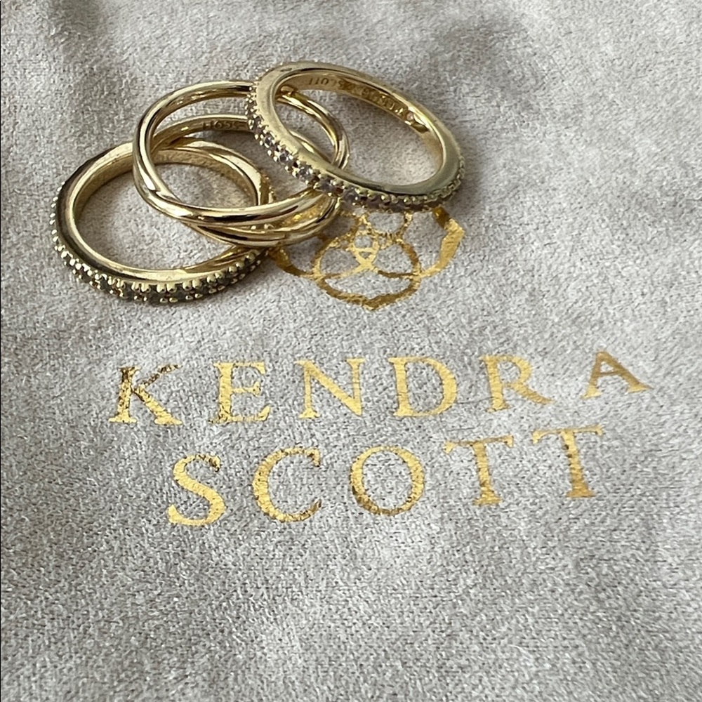 Livy Gold Rings Set of 3 in White Crystal